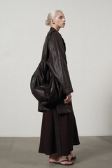 PU Leather Mid Length Trench Style Overcoat