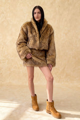 Short Faux Fur Raccoon Fur Warm Jacket Coat