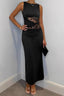 Elegant Lace Crop Top Backless Slim Fit Formal Dress