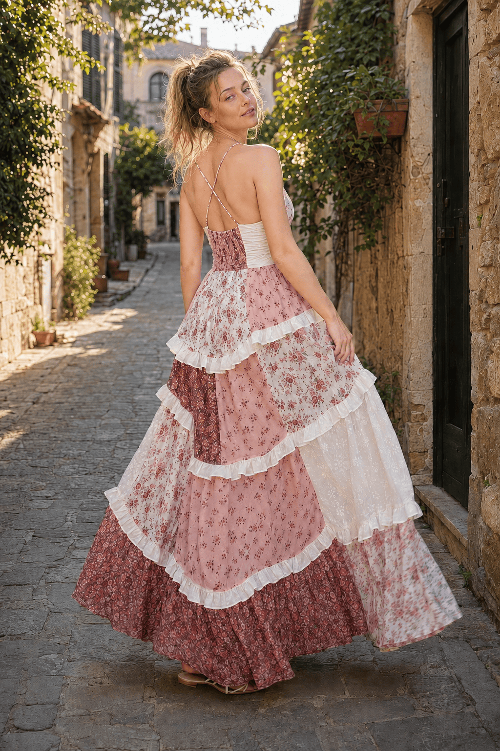 Vacation Floral Cami Lace Maxi Dress