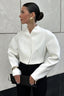 Chic White Boucle Cropped V Neck Coat