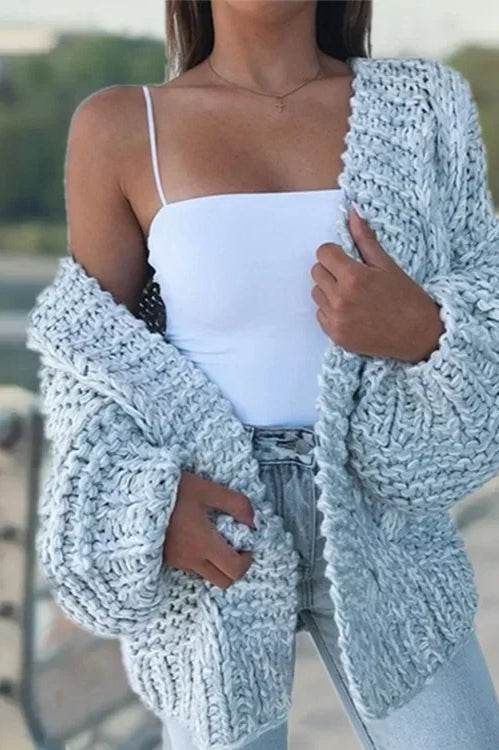 Plush Batwing Sleeve Knit Cardigan Secondary image