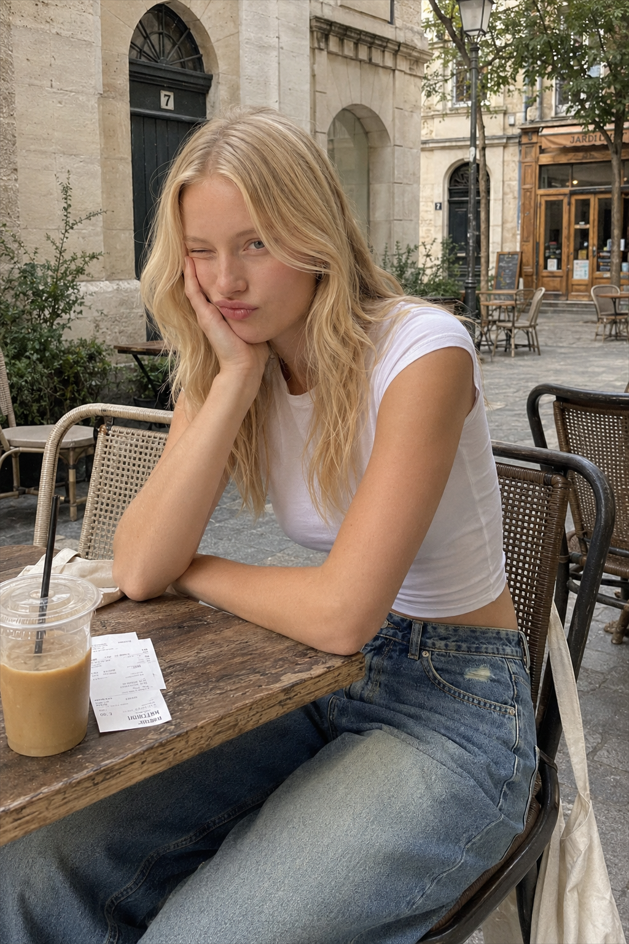 Long Wide Leg Washed Blue Ripped Relaxed Jeans Main image