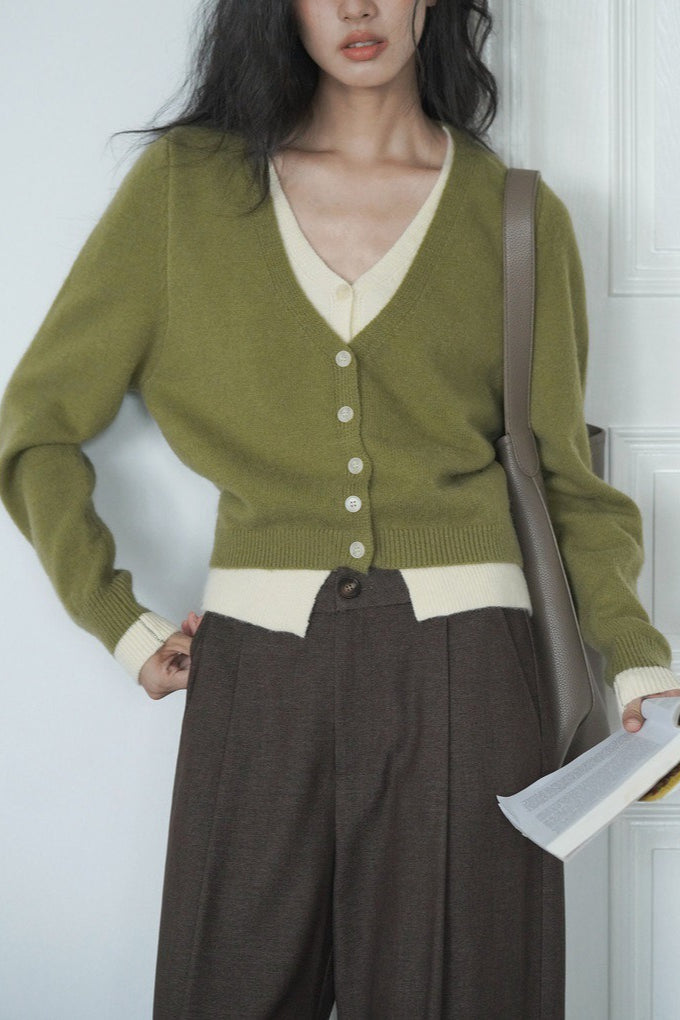 Layered Green Relaxed Cardigan Main image