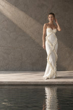 Lace Ruffle Spaghetti Strap Maxi Dress