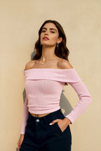 Off Shoulder Long Sleeve Sweater