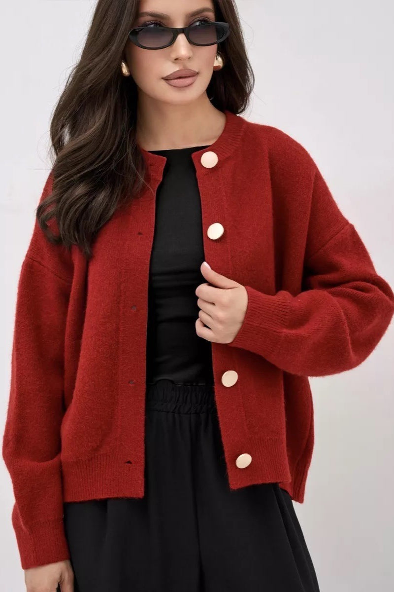 Solid Color Relaxed Knit Cardigan Secondary image