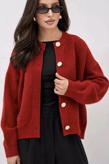 Solid Color Relaxed Knit Cardigan