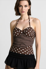 Polka Dot Ruched Halter Cami Top