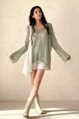 Knitted Openwork Loose Long Sleeve Chic Blouse