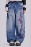 Paisley Embroidered Washed Wide Leg Jeans