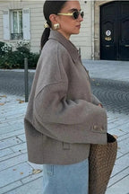 Cropped Wool Notch Collar Jacket