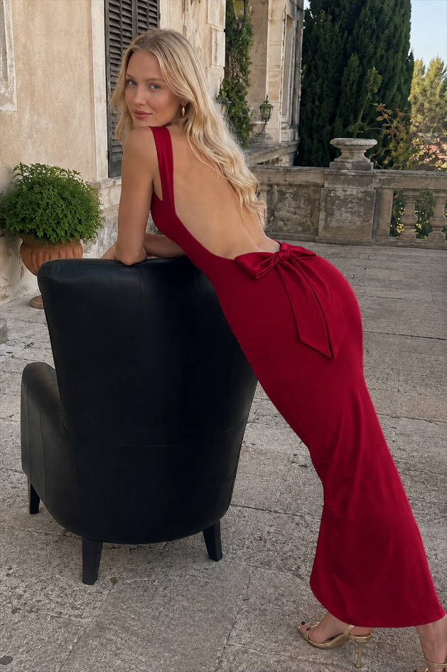 Open Back Bow Cocktail Dress