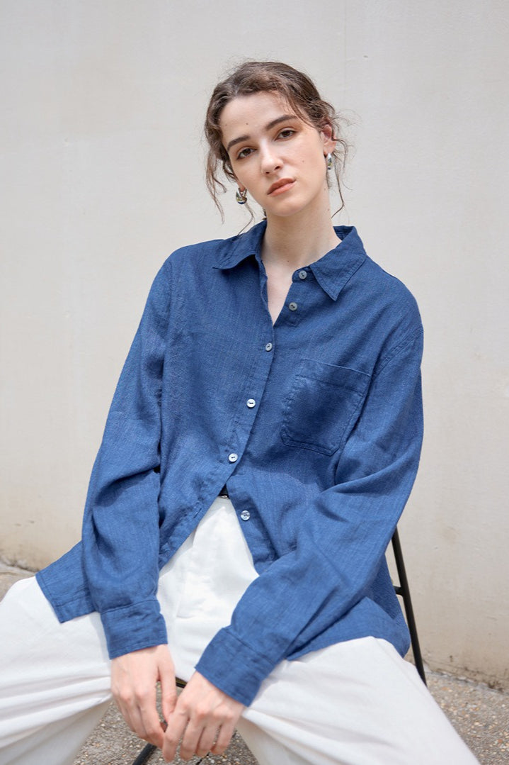 Linen Blend Single Breasted Blouse Secondary image