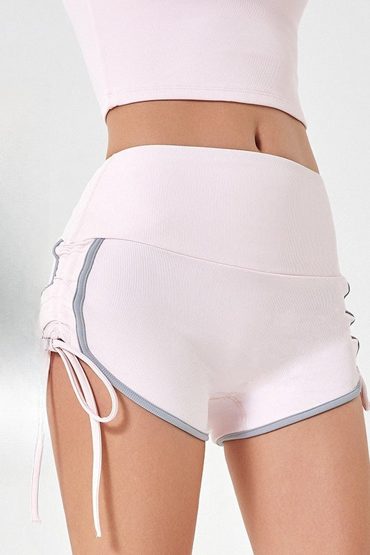 Drawstring Color Block High Rise Shorts Secondary image