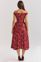 Off Shoulder Backless Wrap Floral Dress