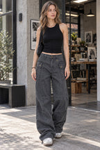 Straight Flared Vintage Washed Multi Pocket Cargo Pants