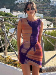 Asymmetrical Crew Neck Sleeveless Summer Dress