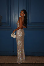Crystal Low-Back Party Dress