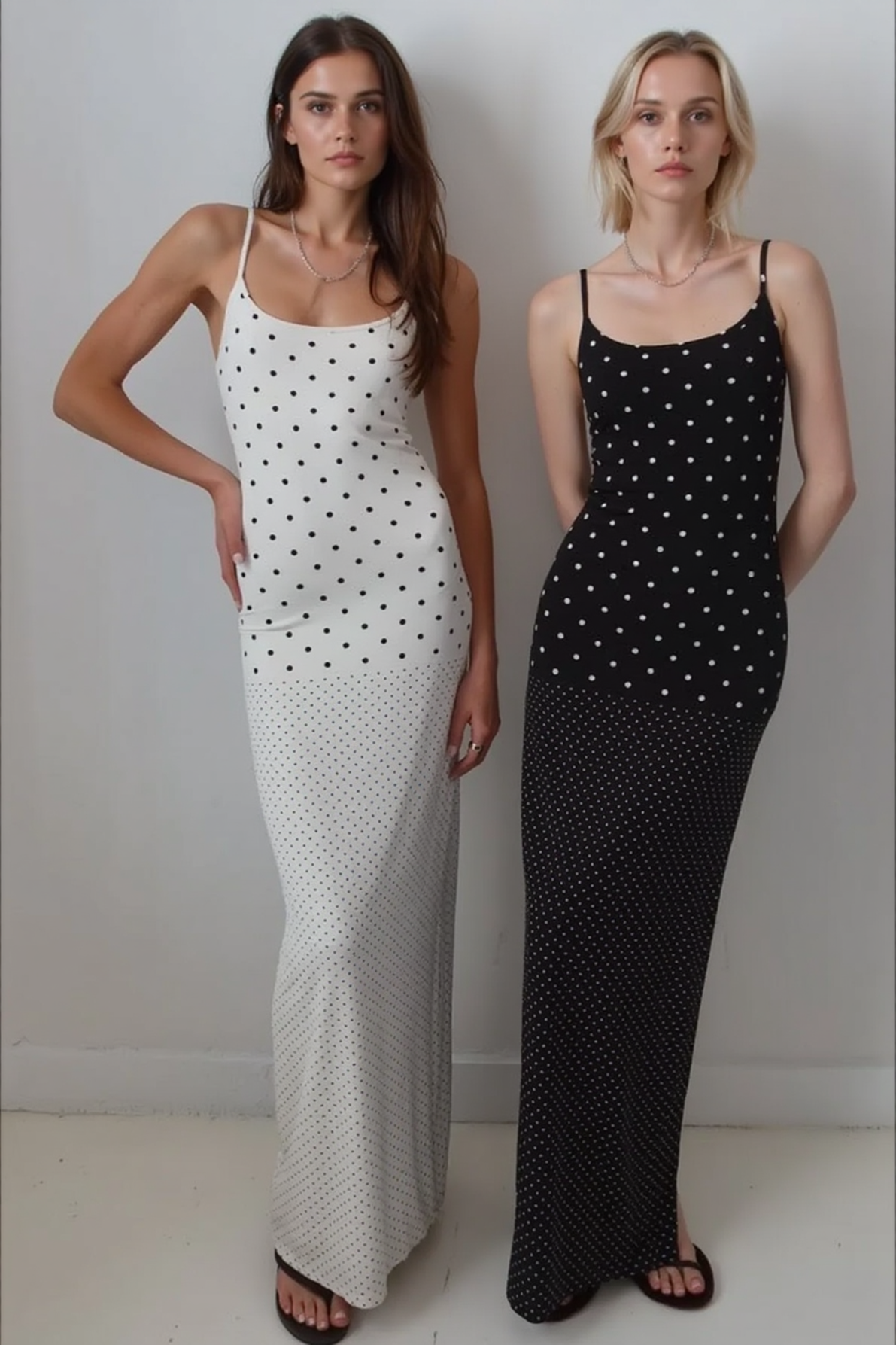 Retro Polka Dot Long Body Hugging Slip Dress Secondary image