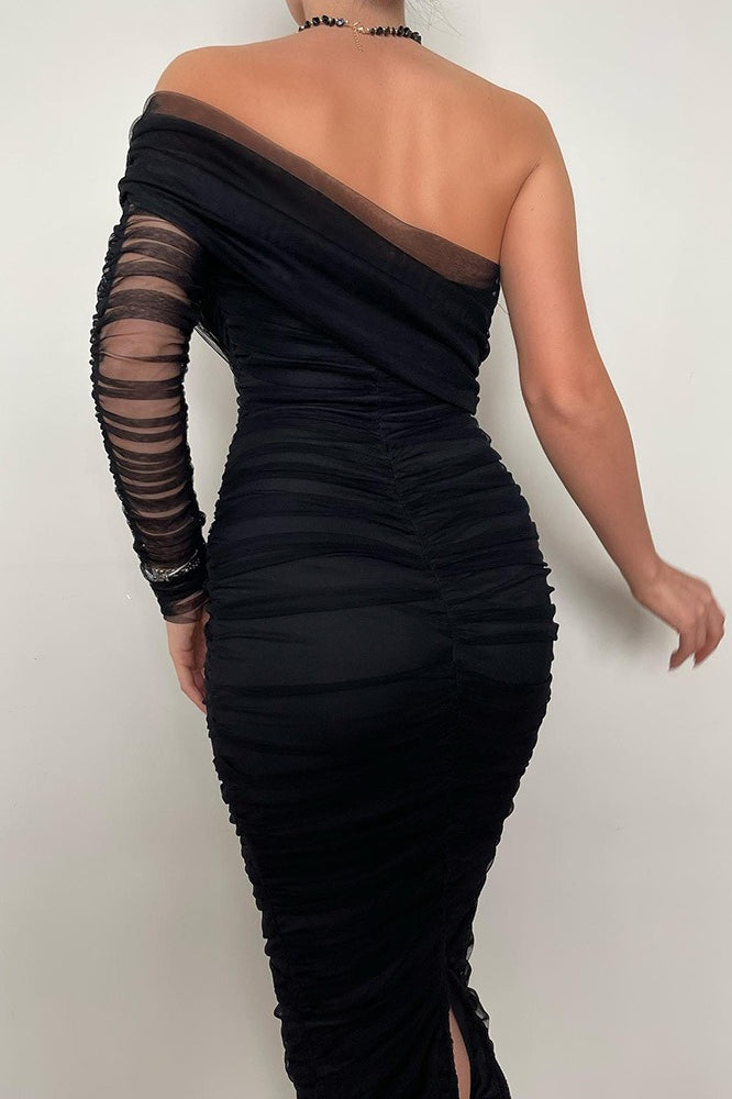 Elegant Mesh One Shoulder Formal Dress Secondary image