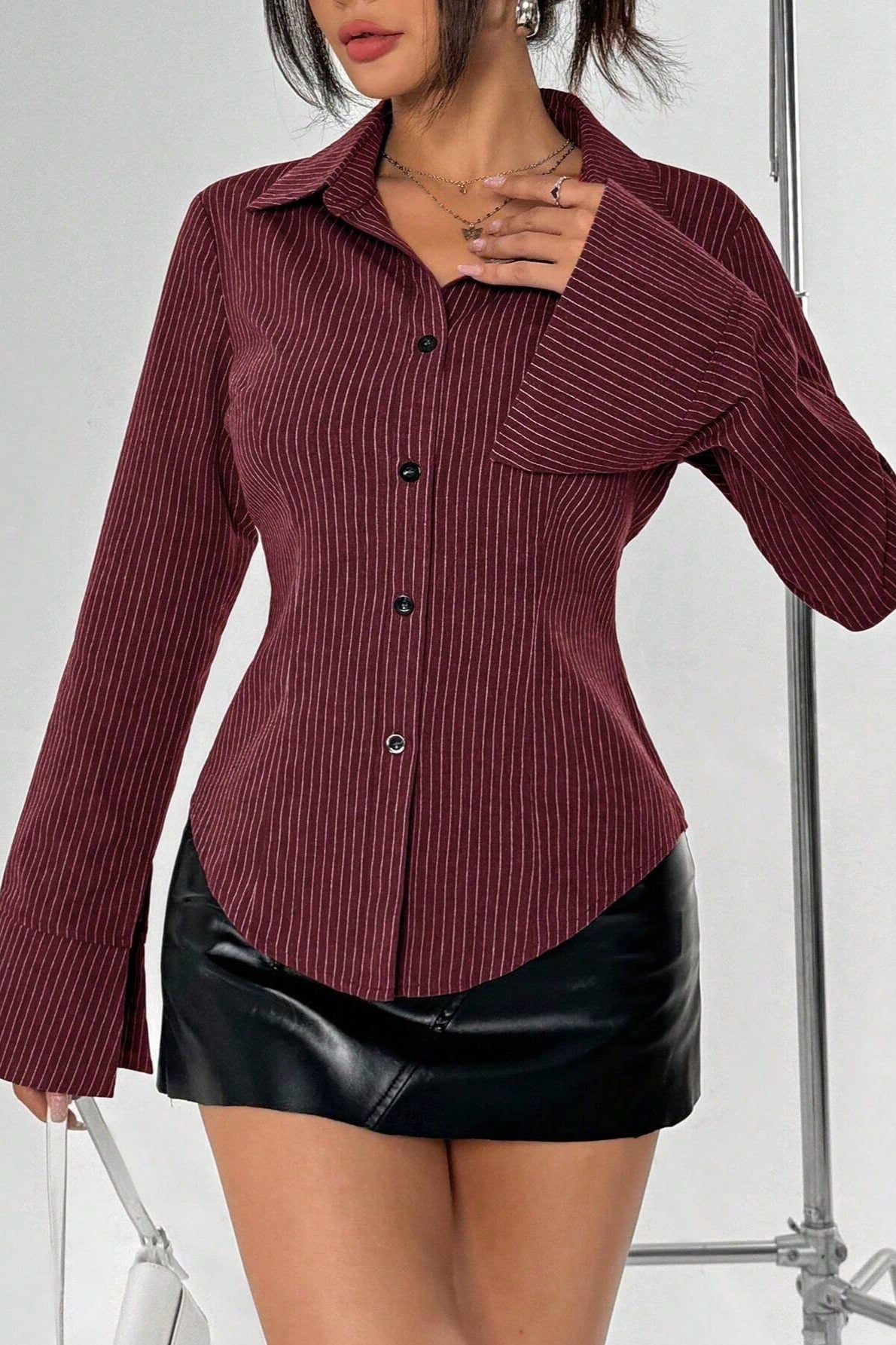 Office Chic Stripe Button Blouse Secondary image
