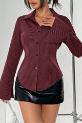 Office Chic Stripe Button Blouse