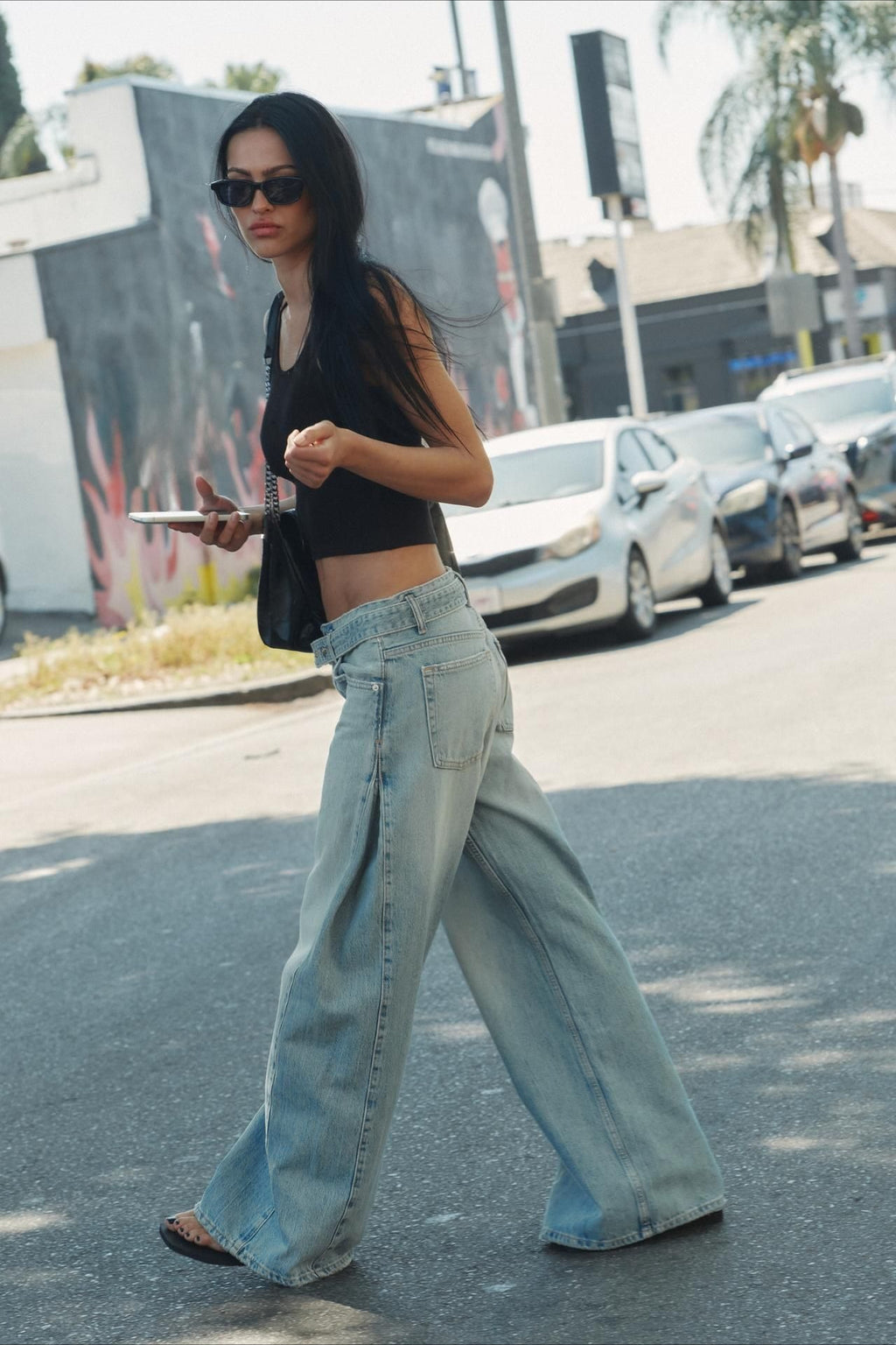 Whisker Wash Low Rise Straight Leg Jeans