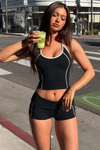 Printed Racerback Sports Bra Shorts Set