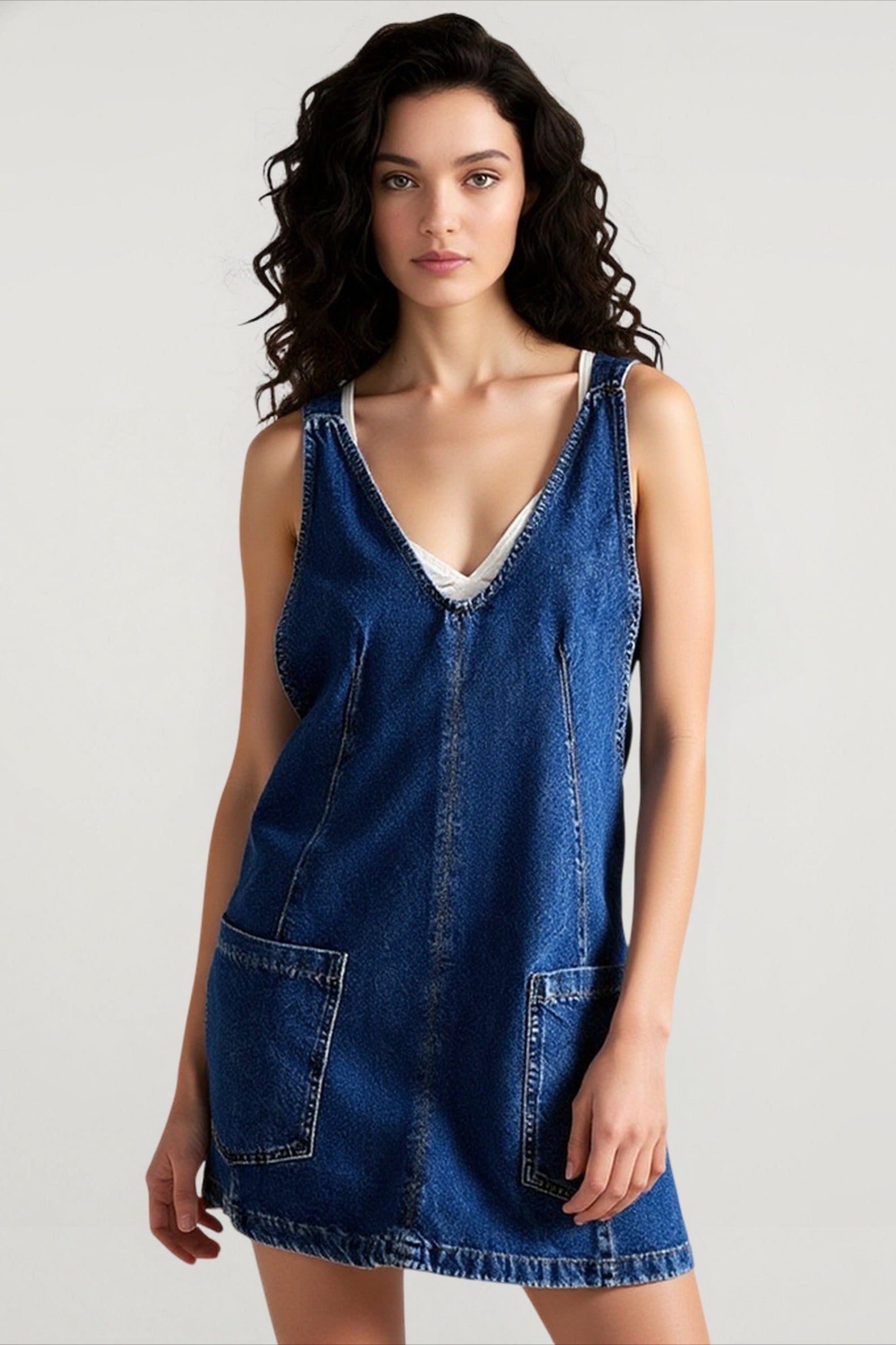 Mini Suspender Denim Dress Main image