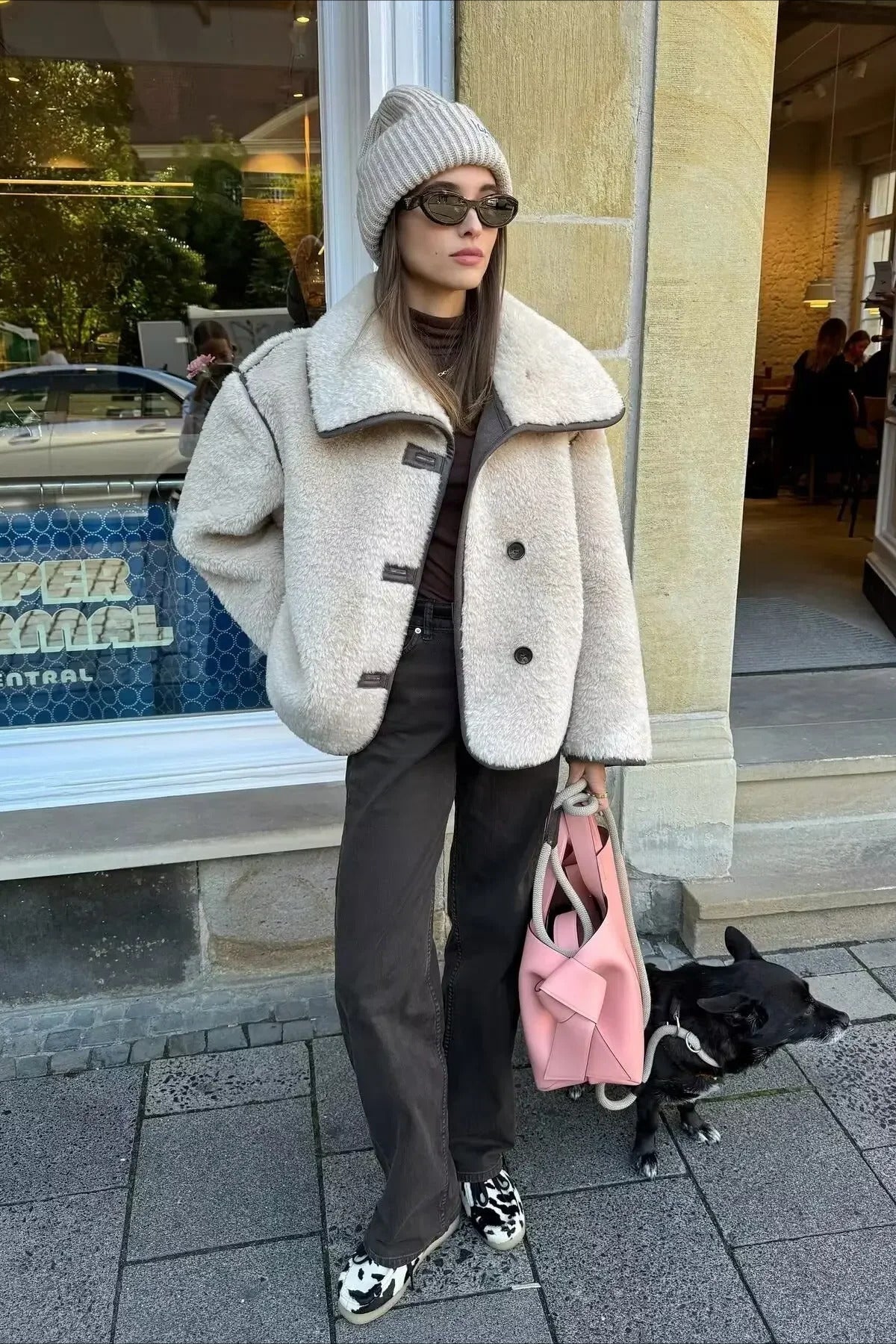 Fleece Lapel Short Jacket Secondary image