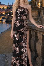 Sequin Backless Asymmetric Formal Dress