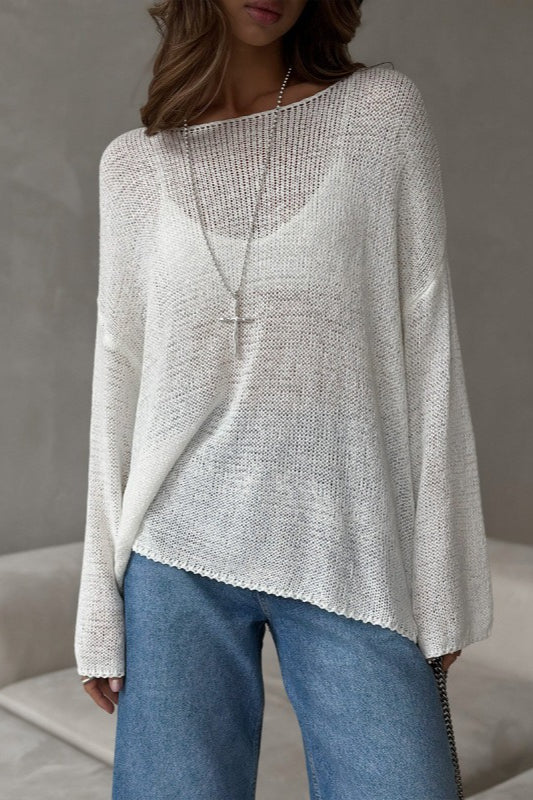 Casual Hollow Knit Pullover Sweater Secondary image