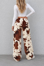 Playful Cow Print Fleece Relaxed Pants