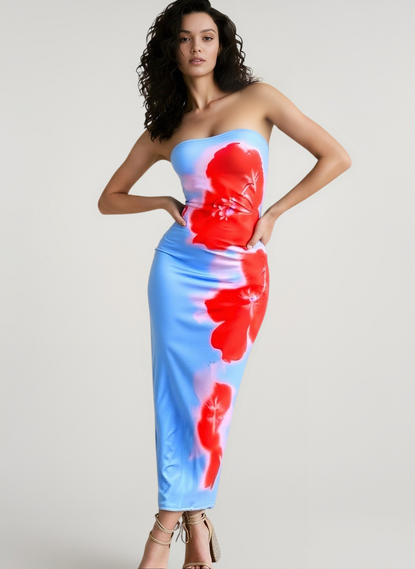 Strapless Floral Bodycon Slit Vacation Dress Main image