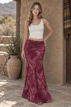 Slim Boho Print Fishtail Maxi Skirt