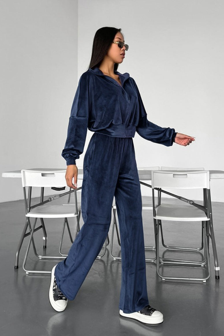 Stand Collar Knit Sweatsuit Activewear Set Main image