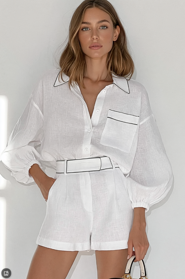 cotton and linen long-sleeved summer suit