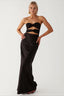 Strapless Twist Front Cutout Satin Party Dress