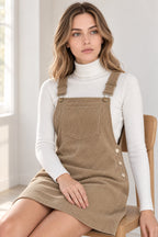 Button Strap Corduroy Dress