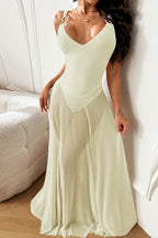 Sheer A-Line Maxi Birthday Dress