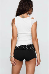 Polka Dot Contrast Waistband Shorts