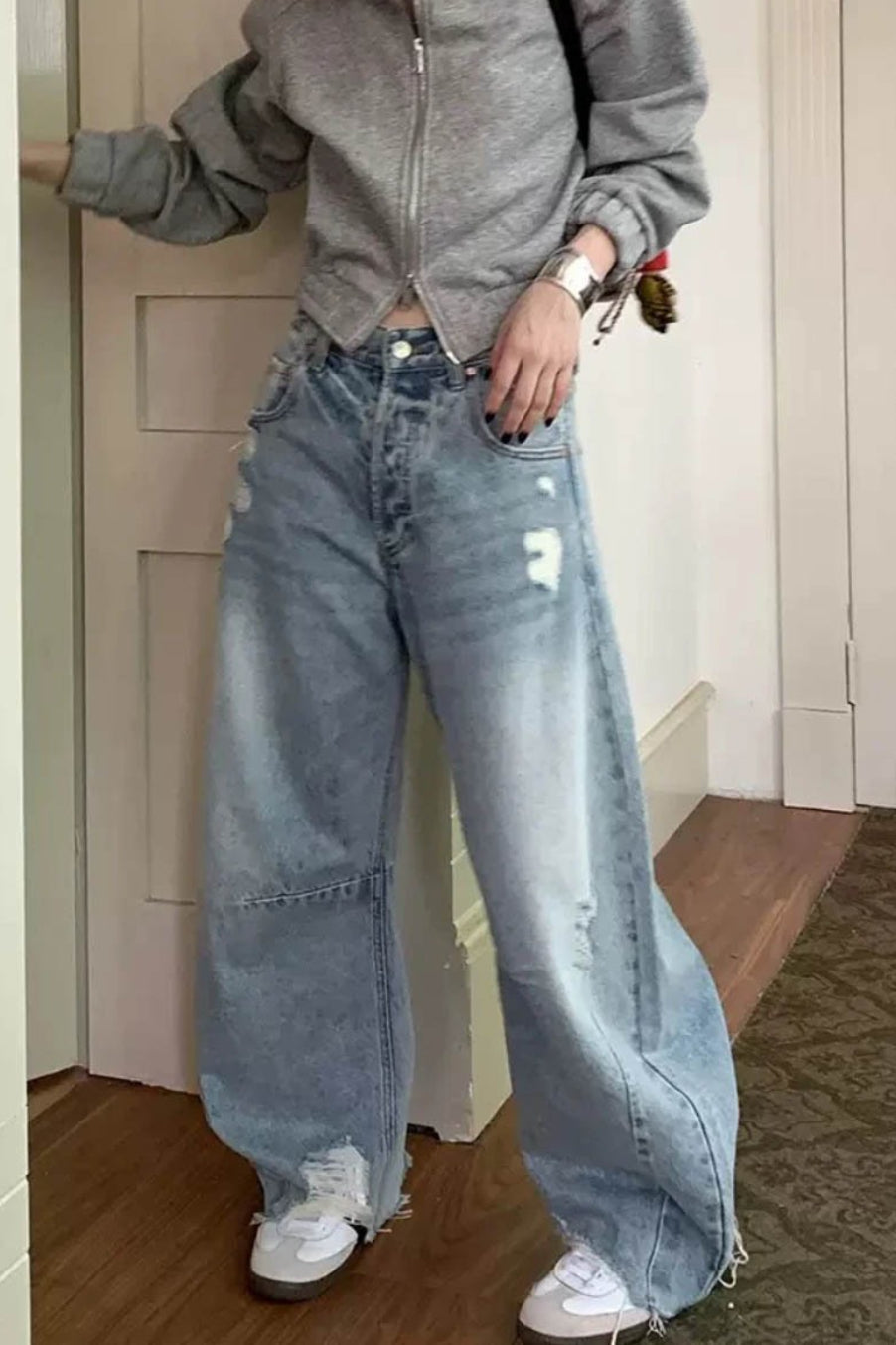 Light Wash Cropped Boyfriend Jeans Main image