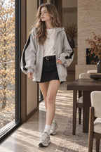 Harajuku Arm Long Hoodie Oversized - - Women's - Fit Loose - Boyfriend Style Street Casual Fleece Sweatshirt Material