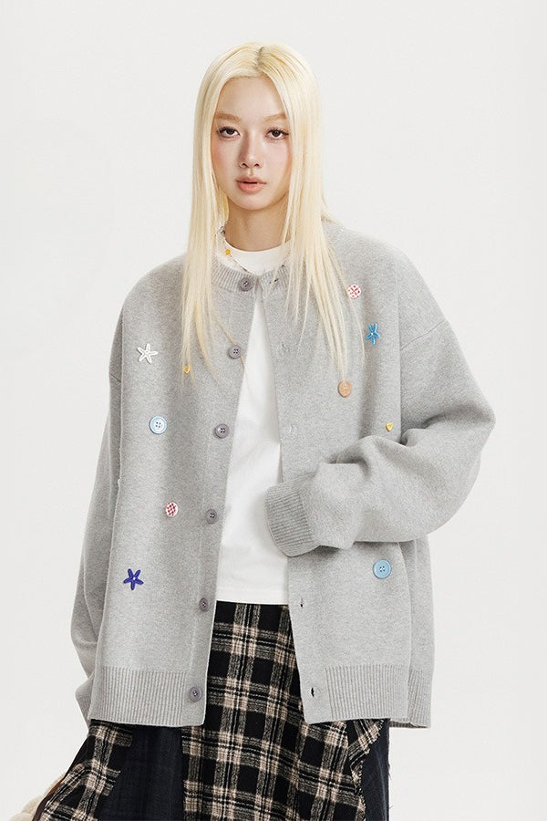 Starfish Button Oversized Cardigan Main image