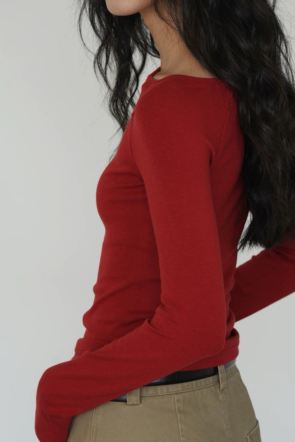 Side Cutout Slim Long Sleeve Crop Top Secondary image