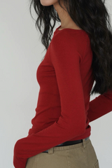 Side Cutout Slim Long Sleeve Crop Top