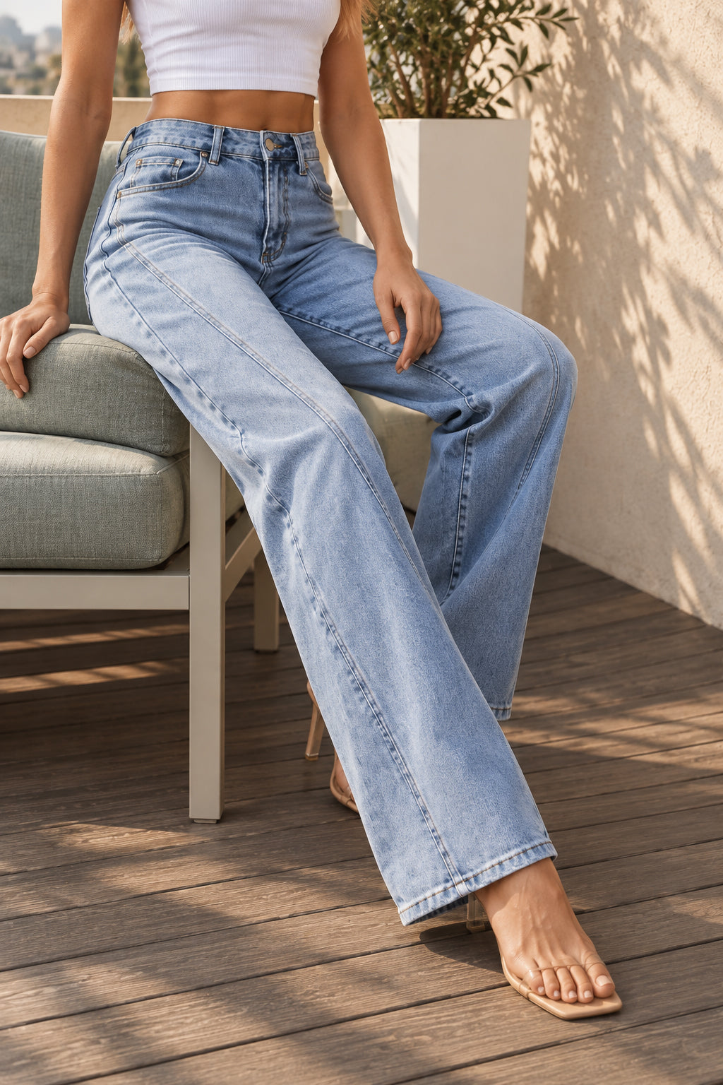 Loose Patchwork Wide Leg Jeans
