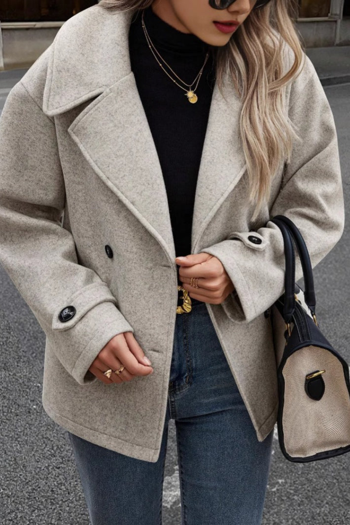 Cropped Wool Blend Oversized Coat Secondary image