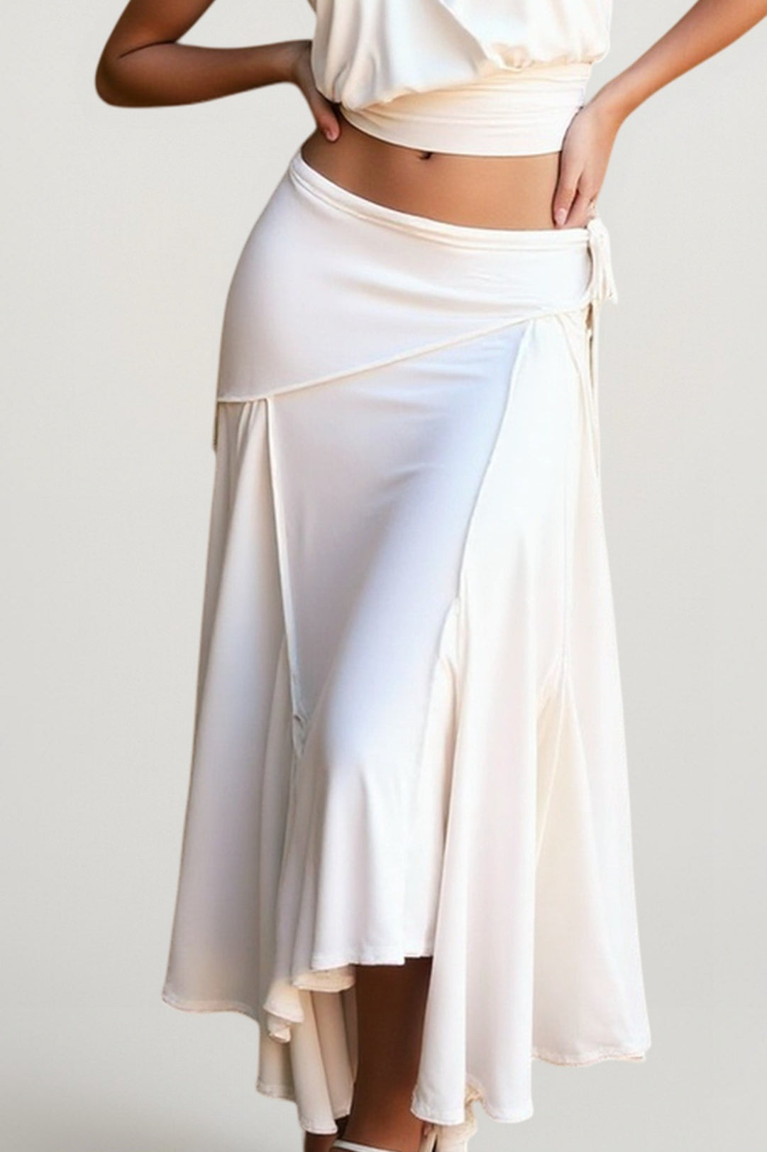 Asymmetric Hem Linen Blend Skirt Main image